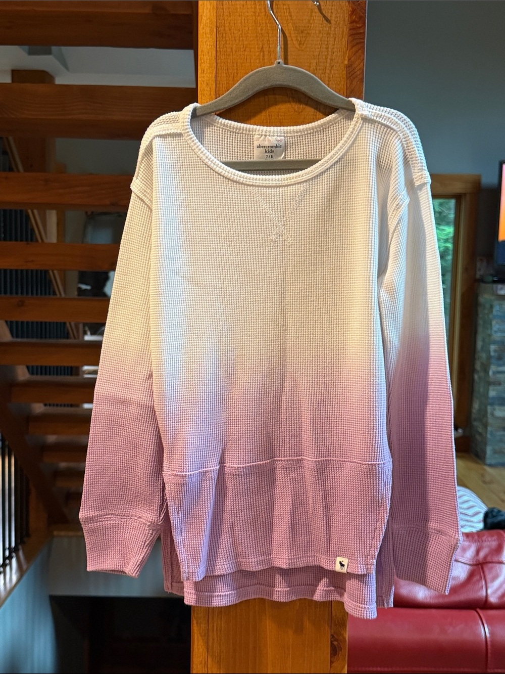Abercrombie Kids Ombre Waffle-Knit Long Sleeve Shirt, size 7/8